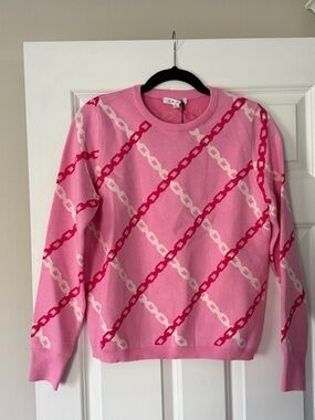 THML Pink Chain-Print Crewneck Sweater